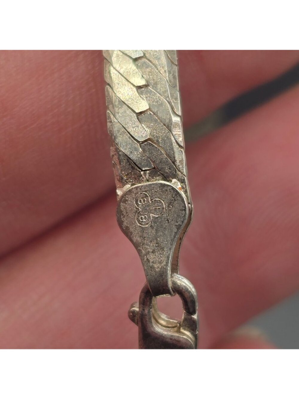 Sterling Silver Riccio Herringbone Necklace 18" Textured 6mm Chain Reversible - Picture 8 of 12